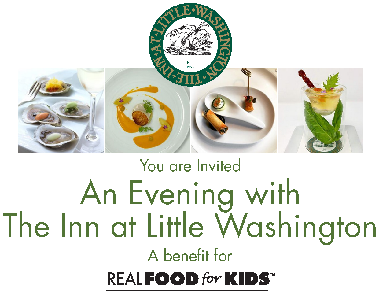 You are Invited to An Evening with The Inn at Little Washington, A benefit for Real Food for Kids